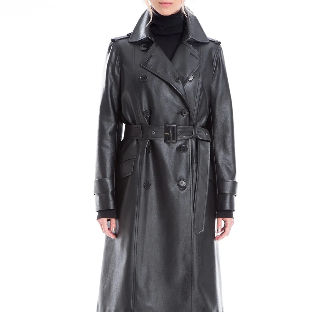 Max Studio Leather Trench Coat